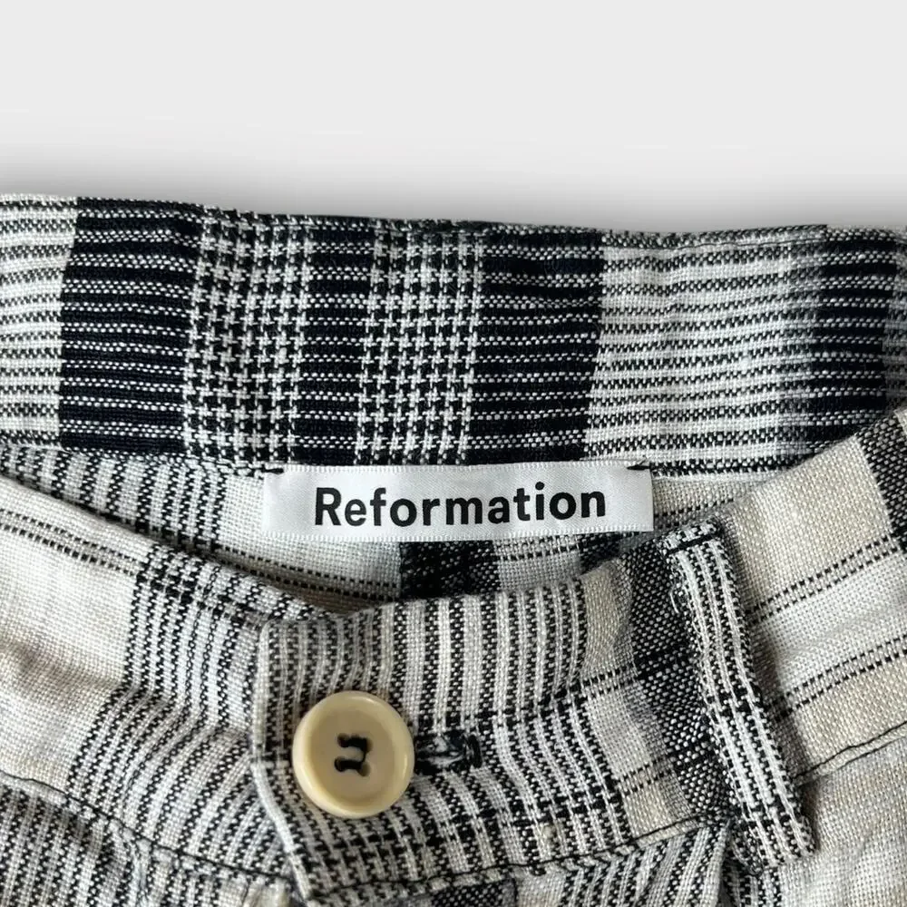 Reformation Vesta Linen Plaid Pant Chelsea Size 4